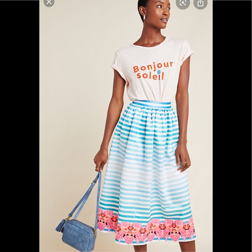 Anthropologie Seraphina Striped Midi Skirt